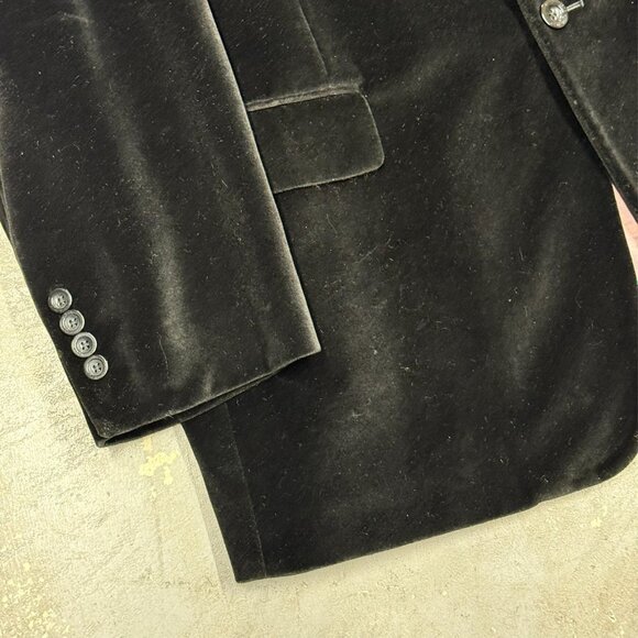 Wilke-Rodriguez Velour Blazer Velvet Sport Coat Black 100% Cotton 46L - Picture 3 of 8